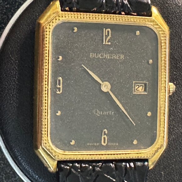 Vintage Bucherer Swiss Quartz Watch Gold Black - Picture 1 of 11